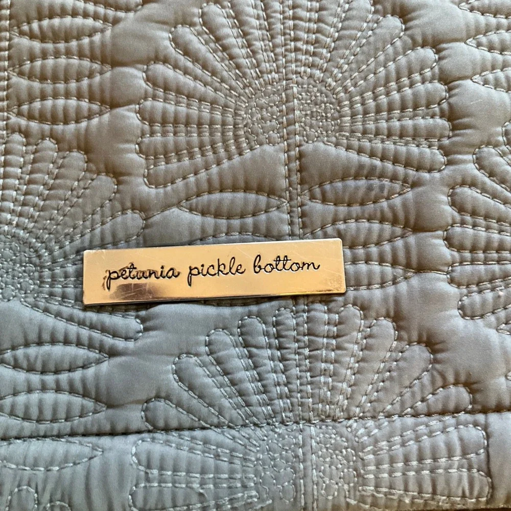 Petunia Pickle Bottom Diaper Bag Backpack One Size Gray Quilted Boxy Backpack
